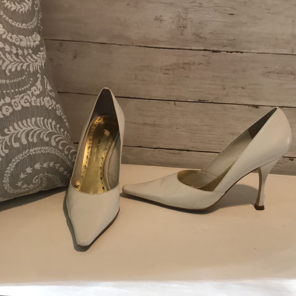 BCBG Girls white pumps